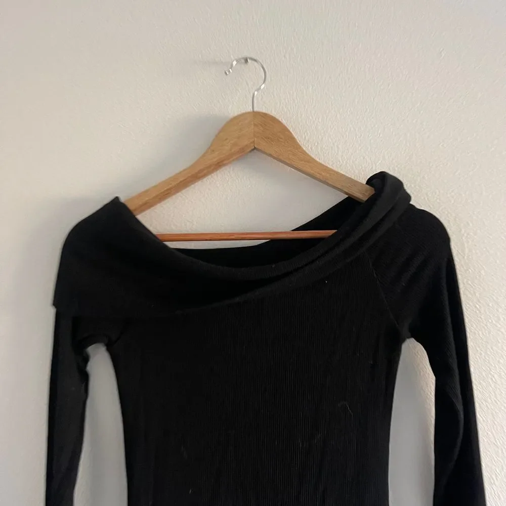 GBTSO Off-Shoulder Ribbed Stretch‎ Knit Midi Dress Womens Size XS